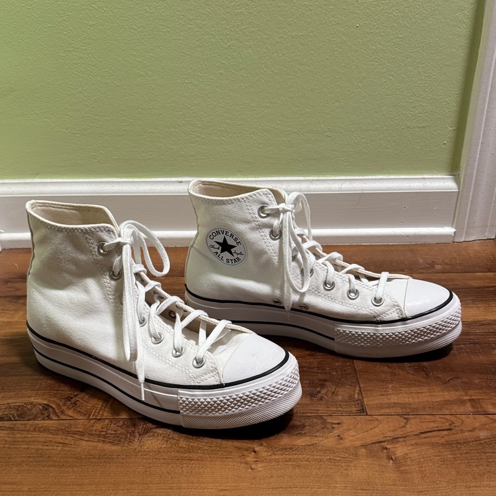 Converse All Star White Canvas Platform High-Tops